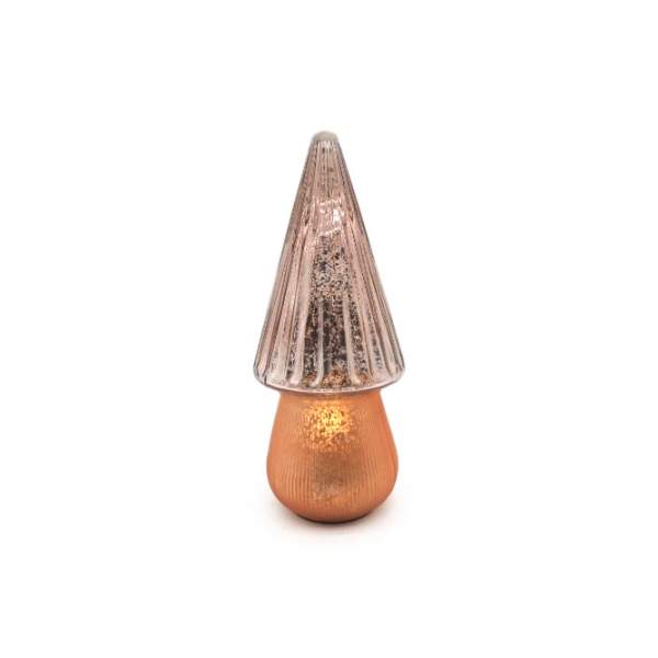 Glas-Tannenbaum orange mit LED, H 26 cm, Ø 10,5 cm