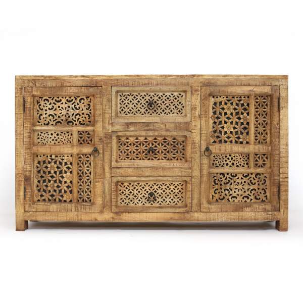 Sideboard 'Shibali' aus Mangoholz, natur, B 150 cm, H 85 cm, L 40 cm