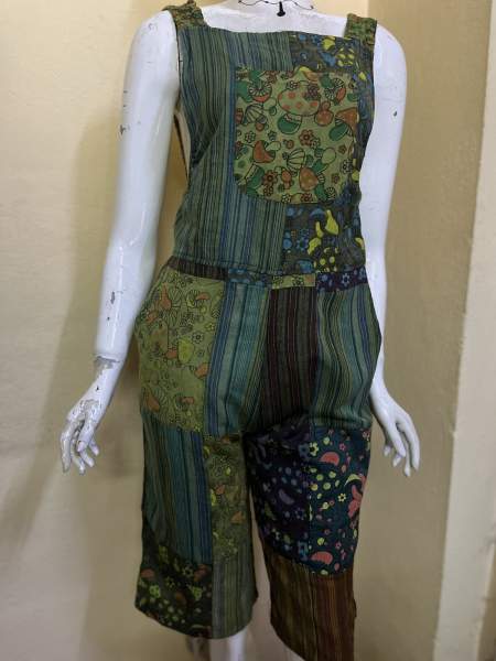 Jumpsuit, Patchwork, grün, multicolor