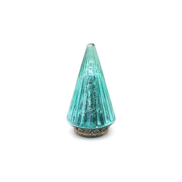 Glas-Tannenbaum blau mit LED, H 19 cm, Ø 10,5 cm