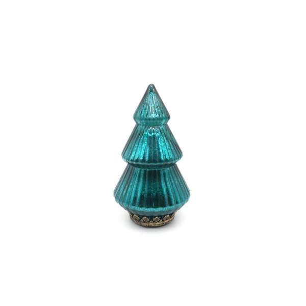 Glas-Tannenbaum blau mit LED, H 22 cm, Ø 12,5 cm