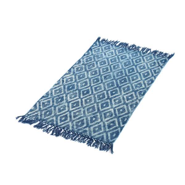 Mini-Rug 'Madha', blau-weiß, L 90 cm, B 60 cm