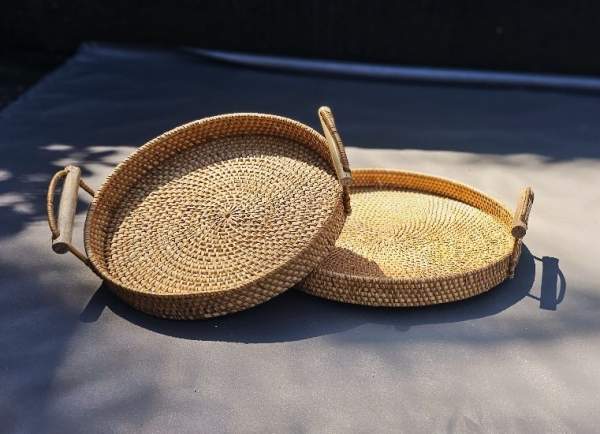 Rattan-Tablett natur Ø 25 cm, H 9 cm