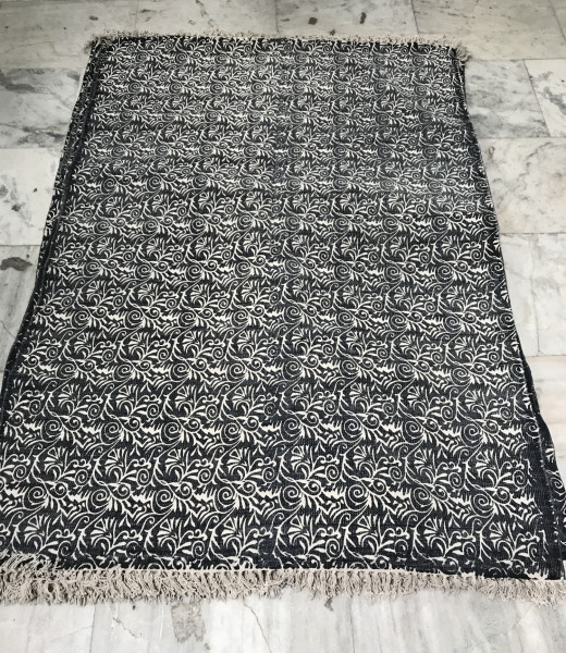 Blockprint-Teppich 'Buna', schwarz-weiß, L 140 cm, B 200 cm