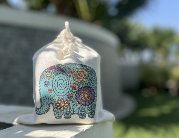 Stoffbeutel 'Elefant', multicolor, B 18 cm, H 21,5 cm