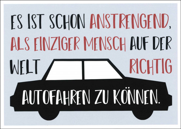 Postkarte 'Autofahren'