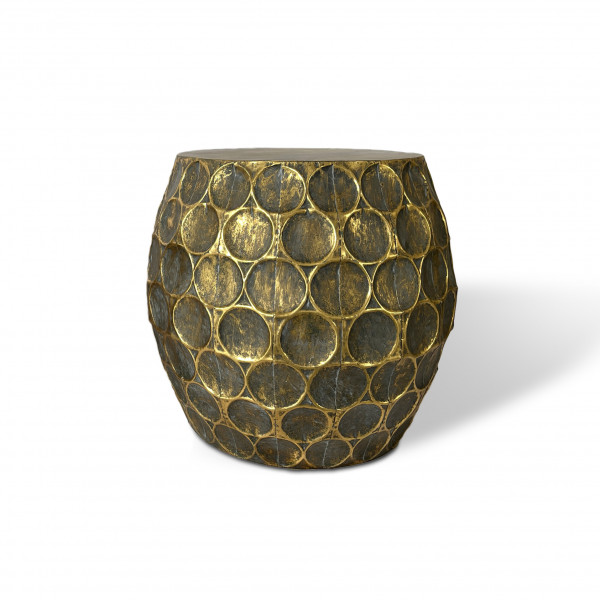 Metallhocker 'Juliana' M, antik gold, H 48,5 cm, Ø 52 cm