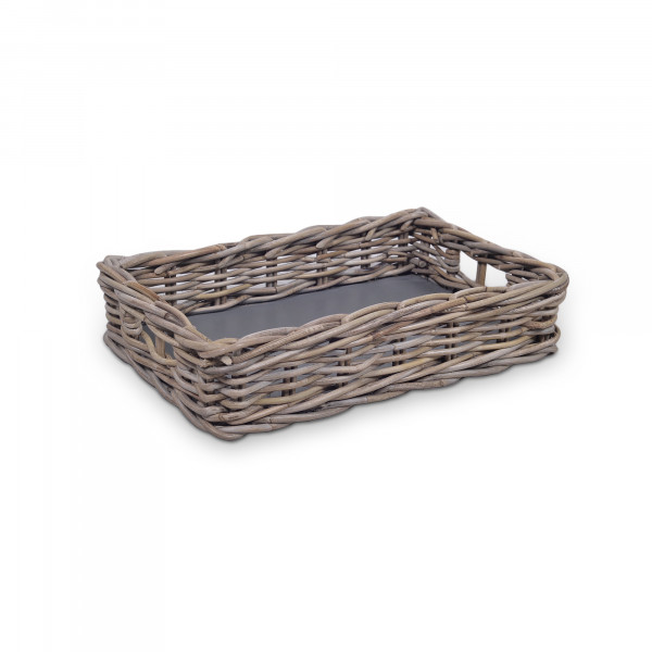 Tablett 'Kubu' aus Rattan, natur, B 42 cm, L 27 cm, H 8,5 cm