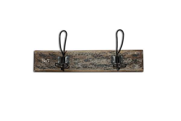 2er Wandhaken, Holz und Eisen, B 50 cm, H 16 cm, L 9 cm