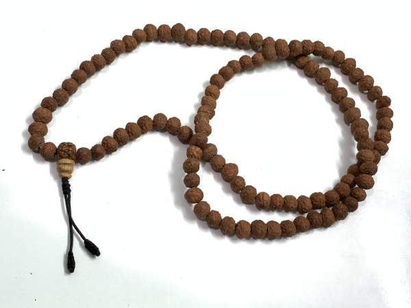 Mala Gebetskette aus Rudraksha-Samen, natur, L 76 cm, B 0,8 cm