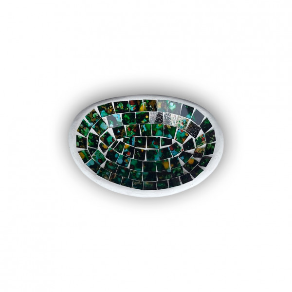 Mosaikschale 'Lali' S, grün, B 15 cm, L 10 cm, H 4 cm