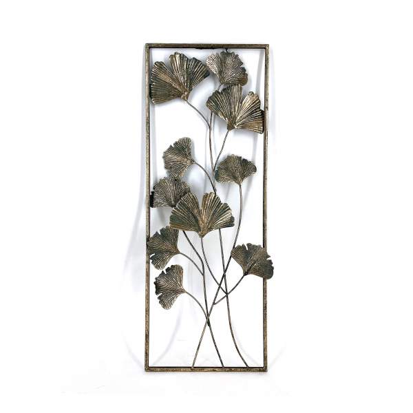 Wandpanel 'Ginkgoblatt', antik gold, B 28,5 cm, H 75 cm, L 3 cm