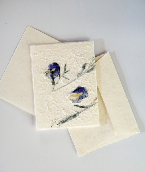 Grußkarte 'Blaue Blüte', blau, T 16 cm, B 12 cm