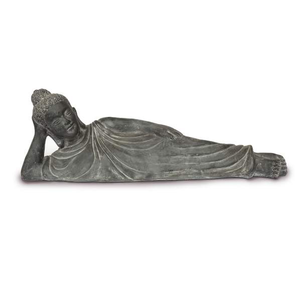 Skulptur 'Buddha liegend', grau, B 80 cm, L 25 cm, H 27 cm