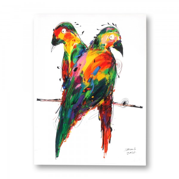 Wandbild \'2 Papageien\', multicolor, T 2,5 cm, B 60 cm, H 80 cm von  fischer\'s lagerhaus