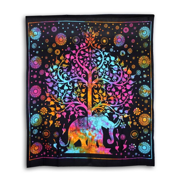 Multifunktionstuch 'Elefant & Baum des Lebens', multicolor, schwarz, B 213 cm, H 244 cm