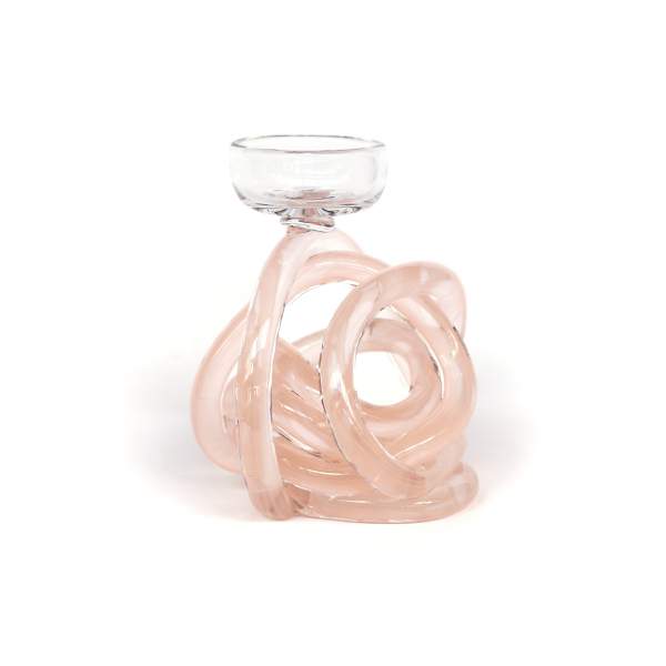 Teelichthalter 'Knot' aus Glas, rosa, B 12,5 cm, H 14,5 cm, T 12 cm