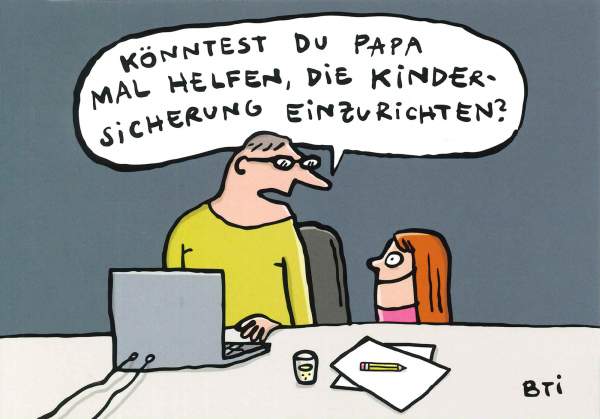 Postkarte 'Die Kindersicherung einzurichten'