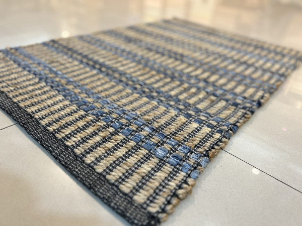 Mini-Rug 'Yuvan', natur, blau, B 90 cm, L 60 cm