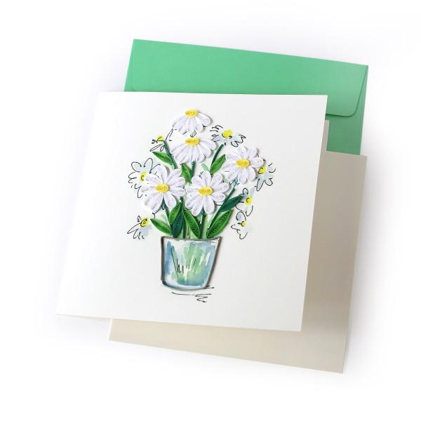 Grußkarte 'Weiße Blumen', B 15 cm, H 15 cm