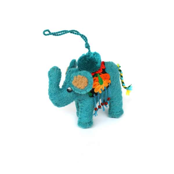 Filz-Anhänger 'Elefant' blau, H 8 cm