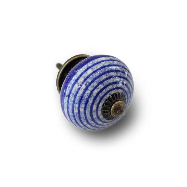 Keramik-Knauf 'Ringe', blau, Ø 4 cm