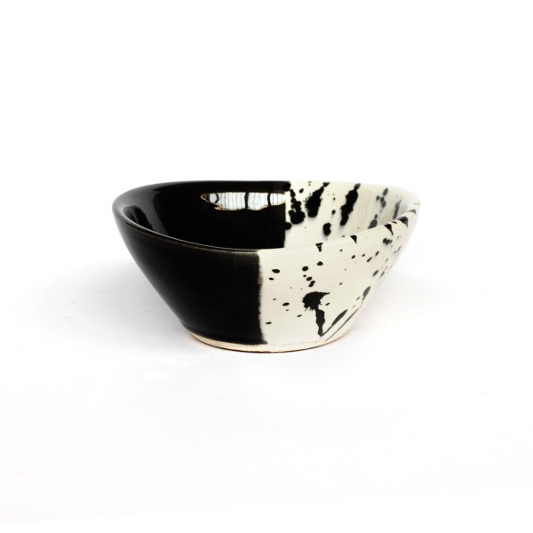 Keramik-Zierschale S, schwarz, weiß, Ø 13 cm, H 6 cm