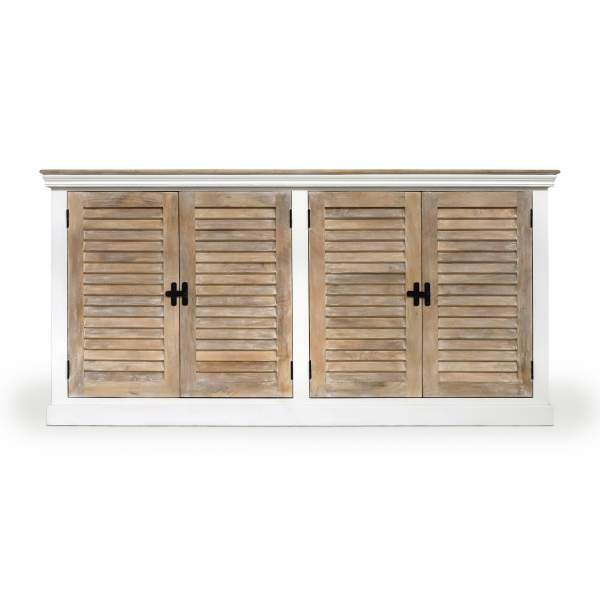 Sideboard 'Douville', weiß, natur, B 193 cm, H 94 cm, L 40 cm