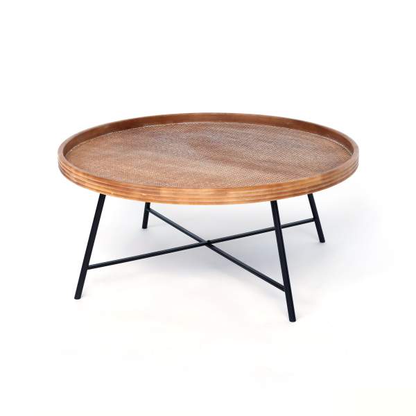 Couchtisch 'Tibot ronde', natur, schwarz, Ø 80 cm, H 36 cm