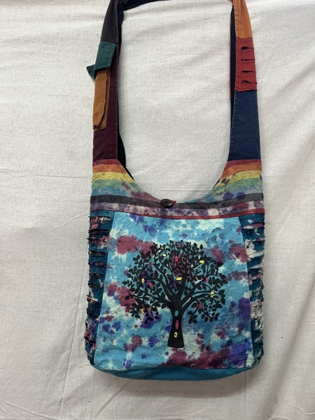 Schultertasche 'Tree of Life', multicolor, blau, B 38 cm, H 40 cm, L 12 cm