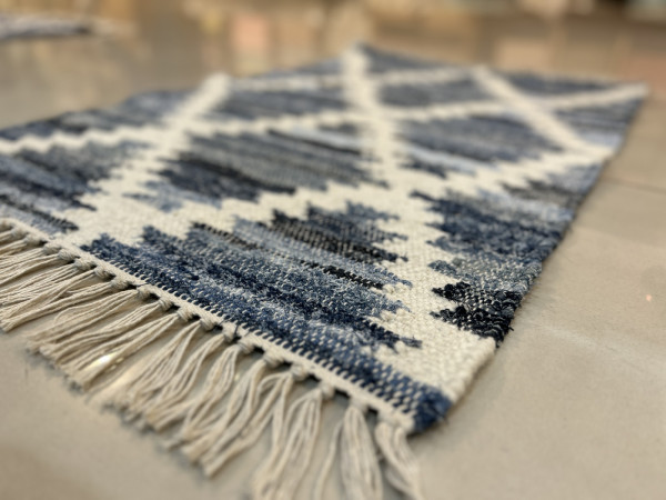 Mini-Rug 'Ayan', blau, weiß, B 90 cm, L 60 cm