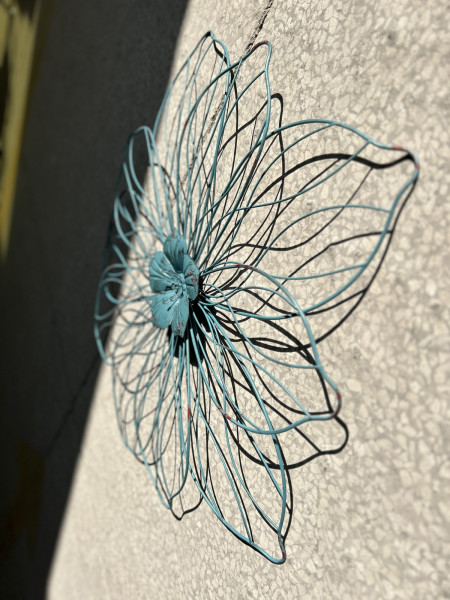 Wandornament 'Flower', blau, Ø 68 cm, L 5,5 cm