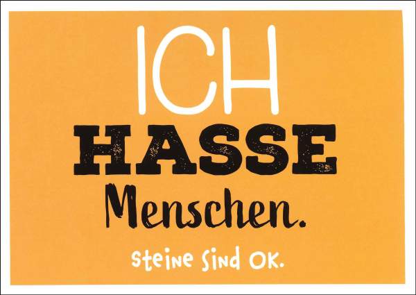 Postkarte 'Ich hasse Menschen'