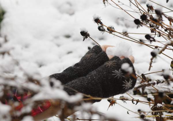 Pulswärmer, grau, mit Eisblumen