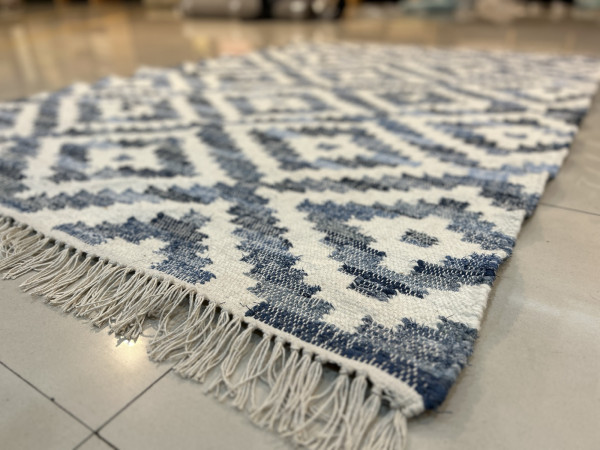 Teppich 'Aditi', blau, weiß, L 140 cm, B 200 cm