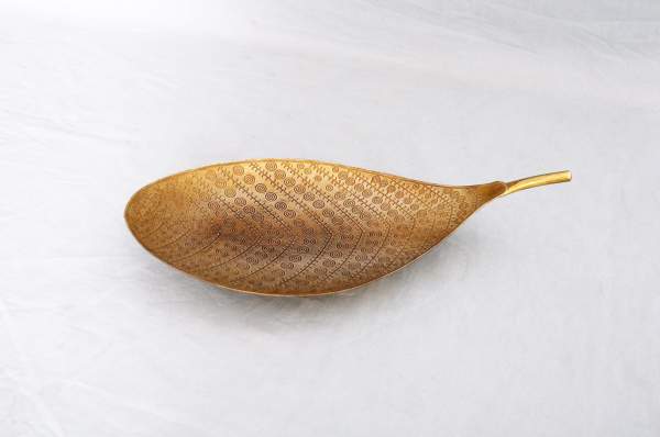 Ablage 'Blatt' gold, B 28,5 cm, L 14 cm, H 5,5 cm