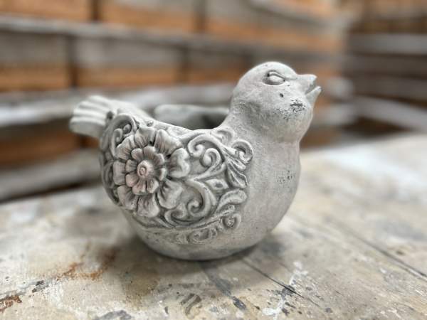 Übertopf 'L‘Oiseau', grau, B 19 cm, L 15 cm, H 13,5 cm