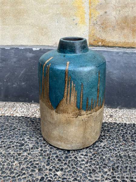 Vase, Terrakotta, blau, Ø 20 cm, H 31 cm