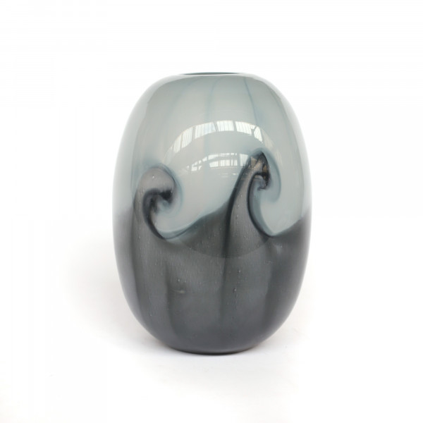 Glasvase 'Swirl', schwarz-grau, Ø 18 cm, H 24,5 cm