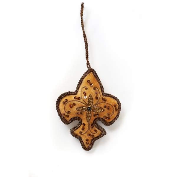 Stoffornament 'Fleur-de-Lis', gelb, H 10 cm