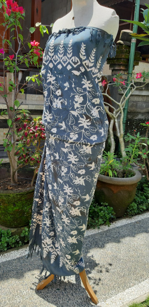 Sarong mit Kokosnuss-Schnalle Batik, grau-weiß, T 225 cm, B 115 cm