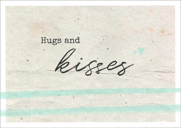 Postkarte 'Hugs and kisses'