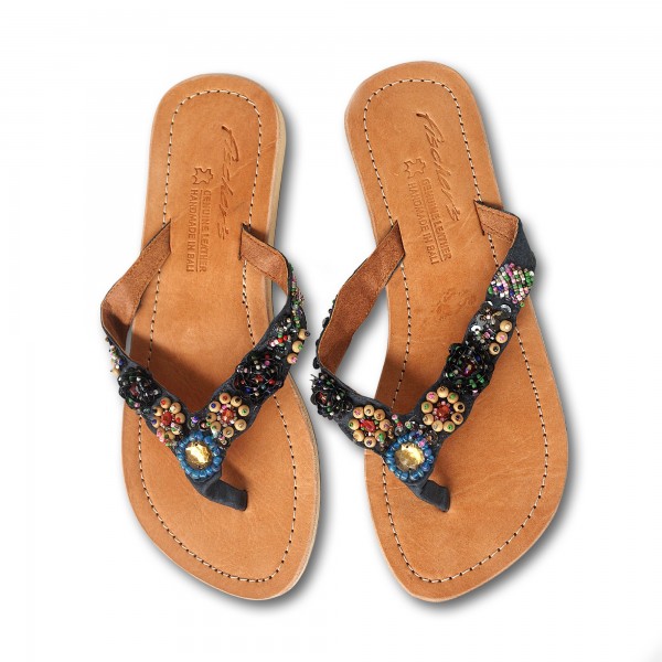 Damensandalen mit Perlen, multicolor, Größe 38-41