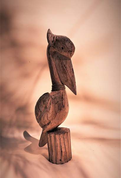 Holzskulptur 'Pelikan' natur, H 50 cm, B 20 cm, L 15 cm