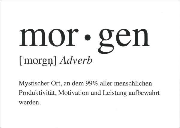 Postkarte 'mor-gen Adverb'