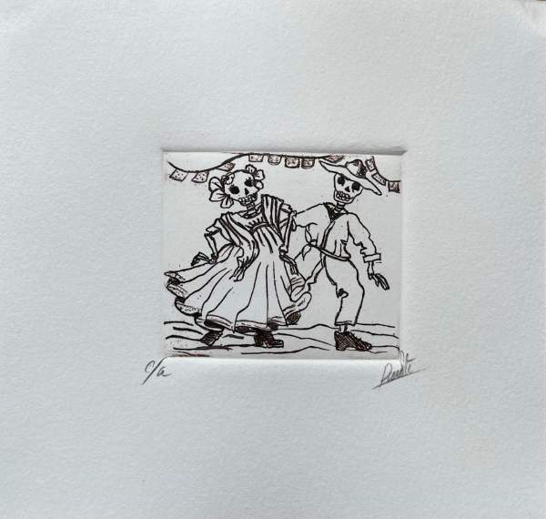 Radierung 'Dancing Couple', B 9,75 cm, H 10 cm, T 0,5 cm