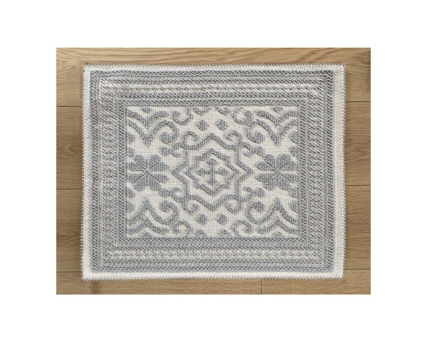 Badematte 'Izmir' aus Baumwolle, weiß-grau, 60 x 50 cm & 120 x 70 cm