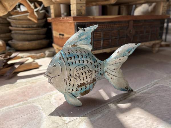 Hängelaterne 'Poisson', blau-weiß, B 56 cm, H 42 cm, L 10 cm