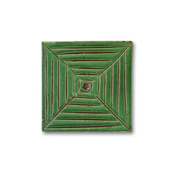 Kachel 'Jeu de moulin verde', grün, T 10 cm, B 10 cm, H 1 cm