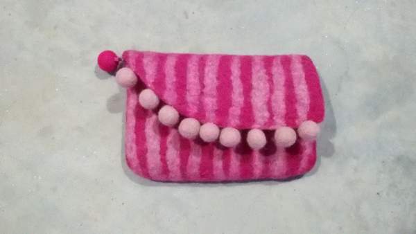 Filz-Etui mit Klappe pink, B 16 cm, H 10 cm